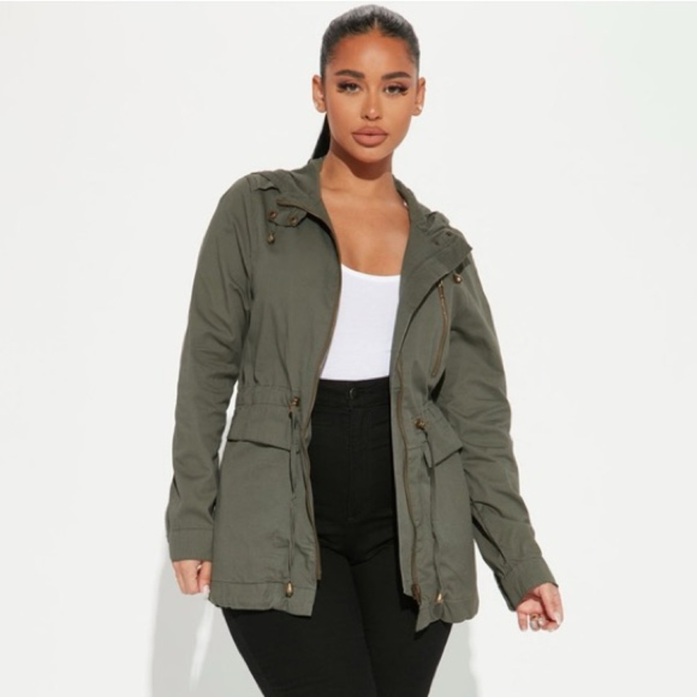 Fashion Nova Olive Utility Jacket